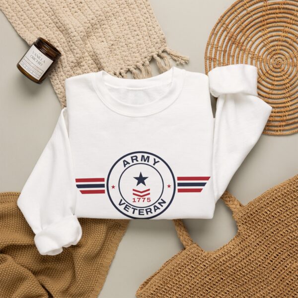 Army Veteran Patch Crewneck Sweatshirt, White