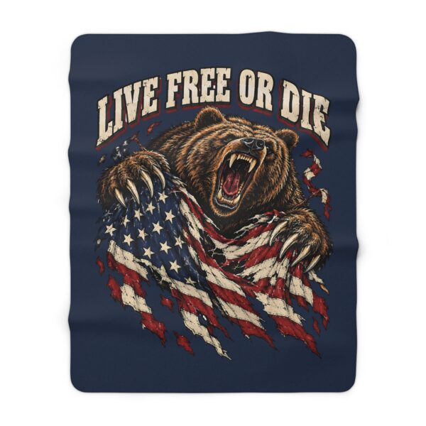 Live Free or Die Grizzly Sherpa Fleece Blanket
