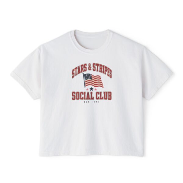Stars & Stripes Social Club Women's Boxy T-Shirt, White
