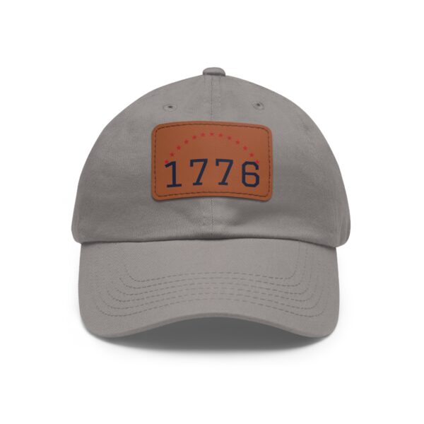 1776 Stars Leather Patch Dad Hat, Black / Light Brown