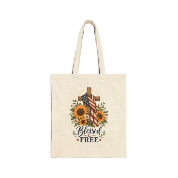 Blessed & Free Sunflower Cross Tote Bag, Natural
