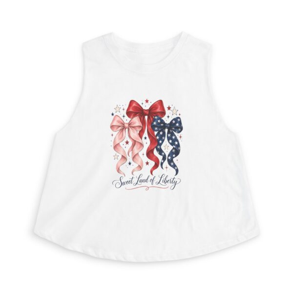 Sweet Land of Liberty Coquette Bows Women's Crop Top, Solid White Blend