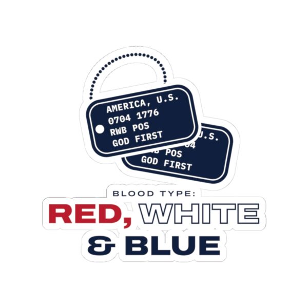 Blood Type Red White & Blue Dog Tag Sticker
