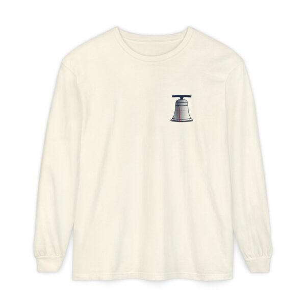Cracked Not Broken Liberty Bell Long Sleeve Tee, Back Print, Ivory