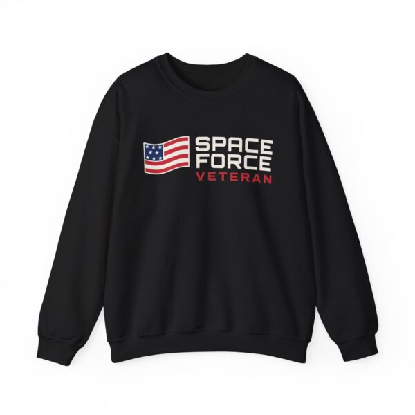 Space Force Veteran Flag Crewneck Sweatshirt, Black