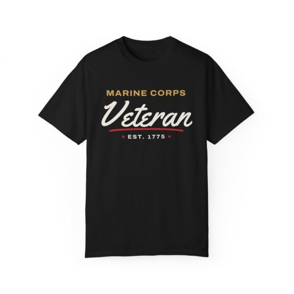 Marines Veteran Script Tee, Black