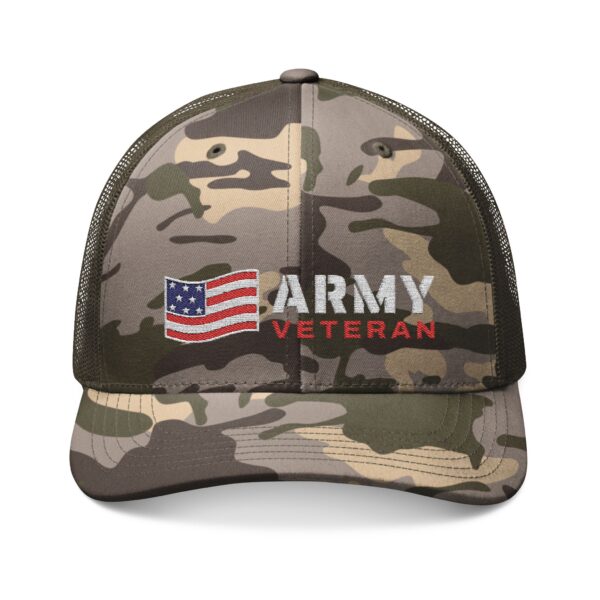 Army Veteran Flag Camo Trucker Hat