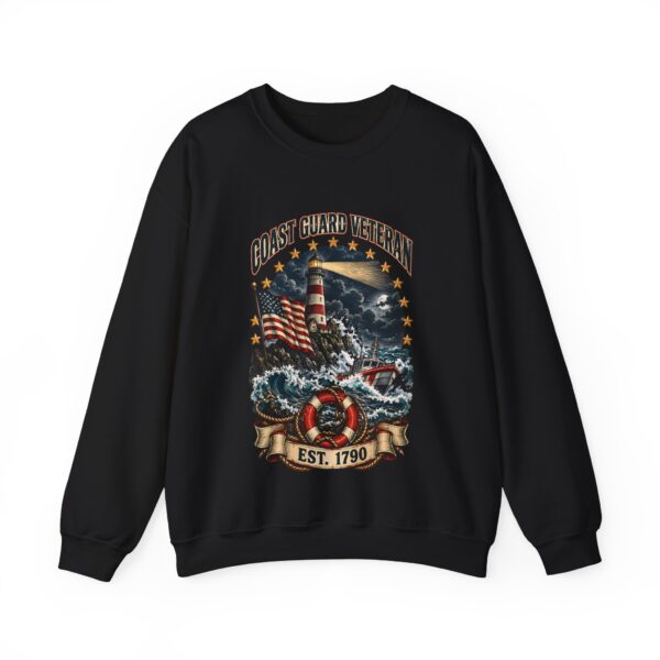 Coast Guard Veteran Lighthouse Crewneck Sweatshirt, Black
