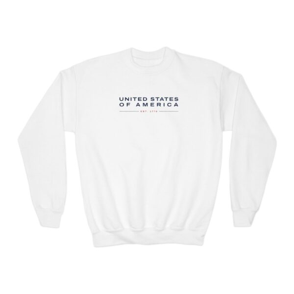 United States of America Est. 1776 Youth Crewneck Sweatshirt, White
