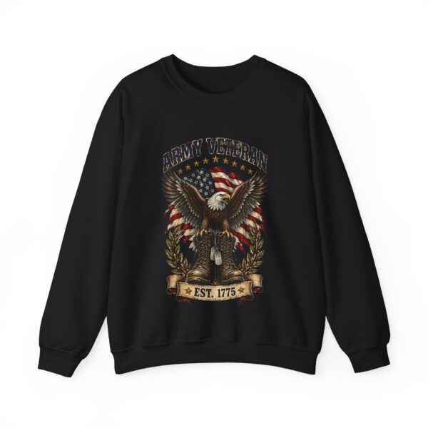 Army Veteran Eagle & Boots Crewneck Sweatshirt, Black