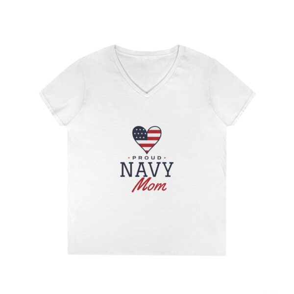 Proud Navy Mom Women's V-Neck Tee, White