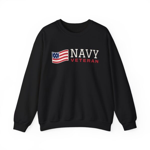 Navy Veteran Flag Crewneck Sweatshirt, Black
