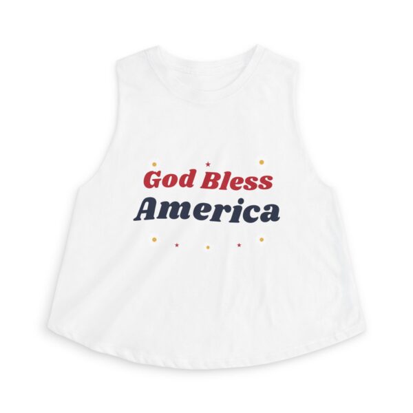 God Bless America Groovy Daisy Women's Crop Top, Solid White Blend