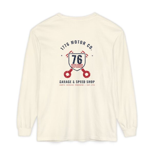 1776 Motor Co. Garage & Speed Shop Long Sleeve Tee, Back Print, Ivory