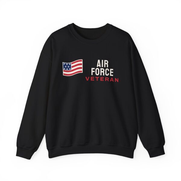 Air Force Veteran Flag Crewneck Sweatshirt, Black