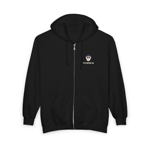 1776 Motor Co. Winged Skull Full-Zip Hoodie, Back Print, Black