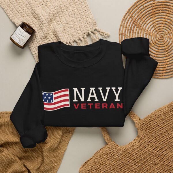 Navy Veteran Flag Crewneck Sweatshirt, Black