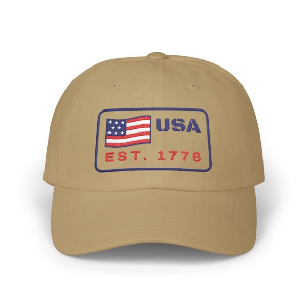USA Est. 1776 Flag Patch Dad Hat, Khaki