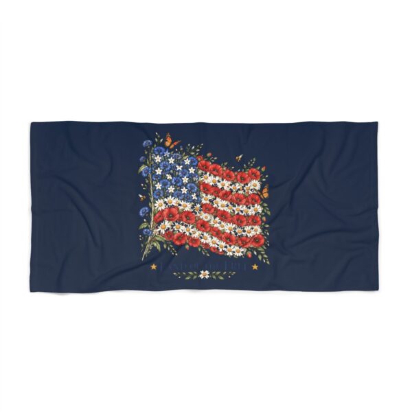 Land of the Free Wildflower Flag Beach Towel