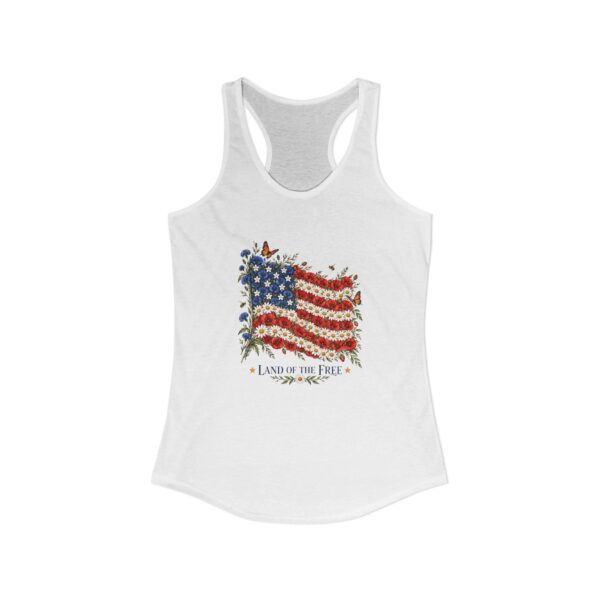 Land of the Free Wildflower Flag Women's Racerback Tank, Solid White