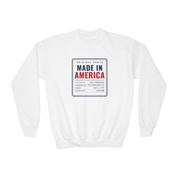 Made in America Youth Crewneck Sweatshirt, White