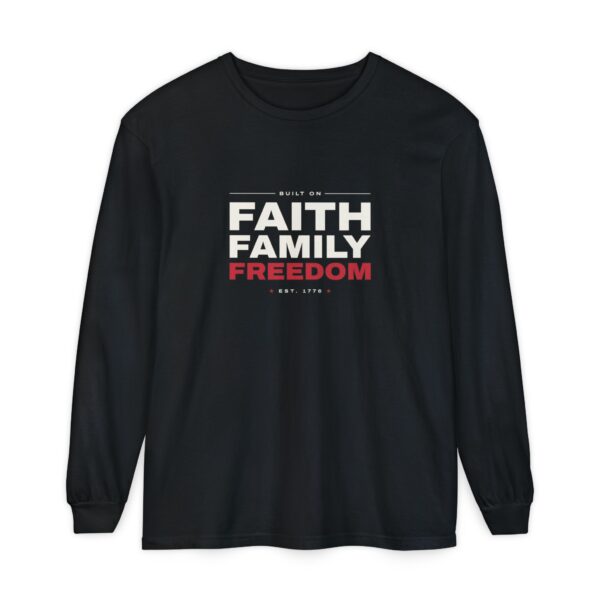 Faith Family Freedom Long Sleeve Tee, Black