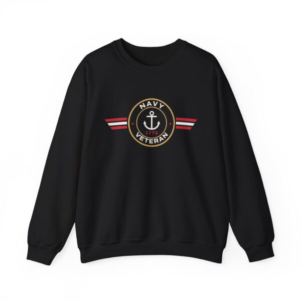 Navy Veteran Patch Crewneck Sweatshirt, Black