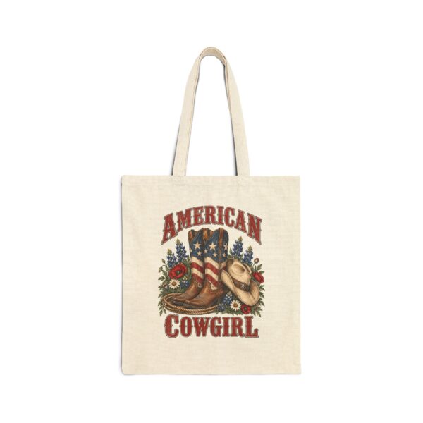 American Cowgirl Flag Boots Tote Bag, Natural