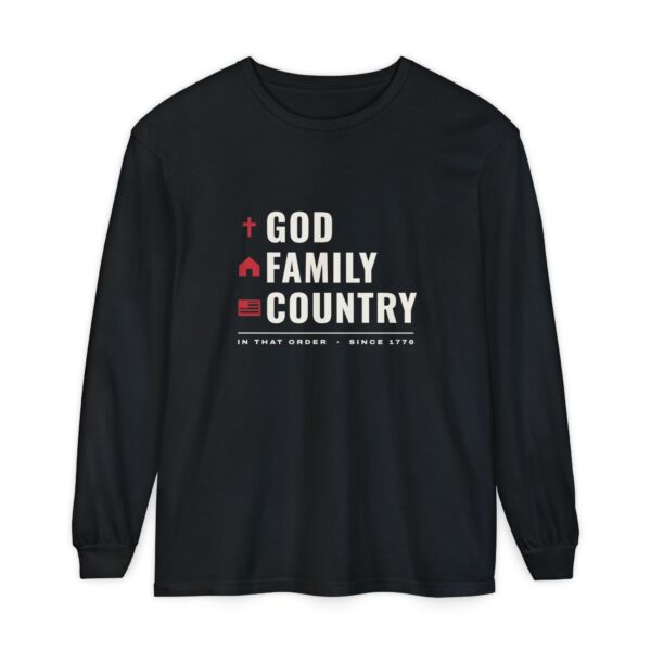 God Family Country Long Sleeve Tee, Black