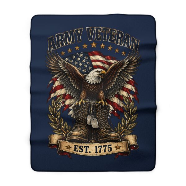 Army Veteran Eagle & Boots Sherpa Fleece Blanket