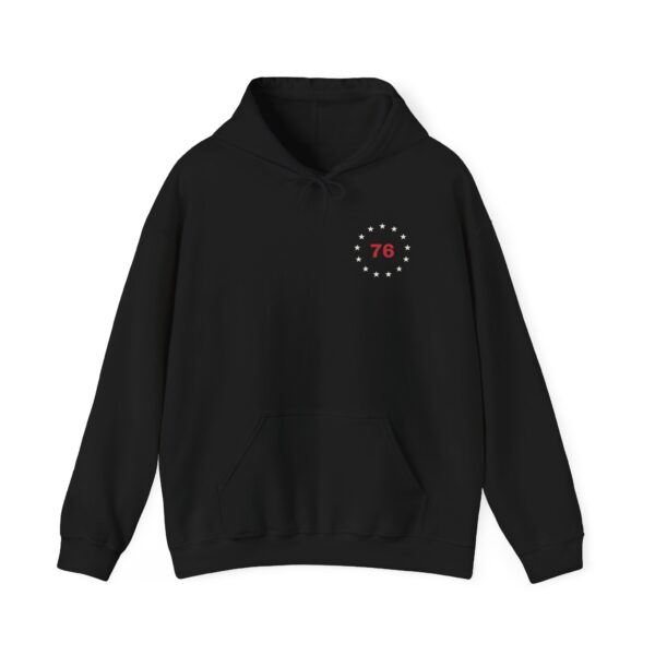 Thirteen Star 76 Seal Hoodie, Front & Back, Black