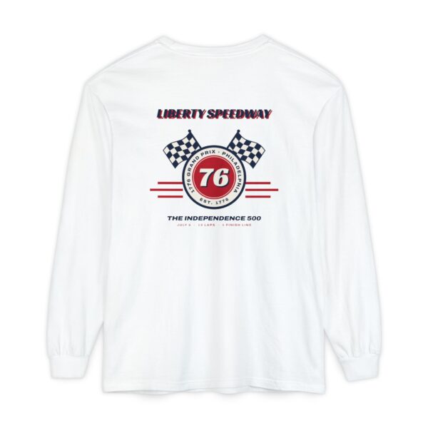 Liberty Speedway Vintage Racing Long Sleeve Tee, Back Print, White