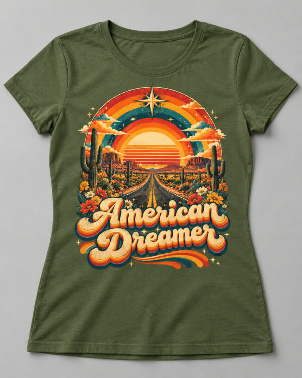 American Dreamer Desert Highway Tee, Moss green