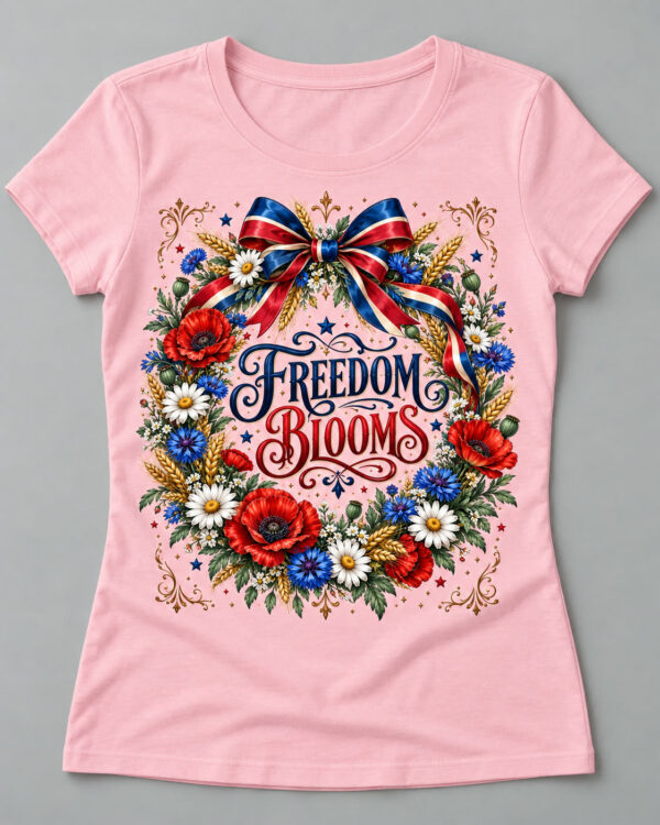 Freedom Blooms Wildflower Wreath Tee, Blossom pink