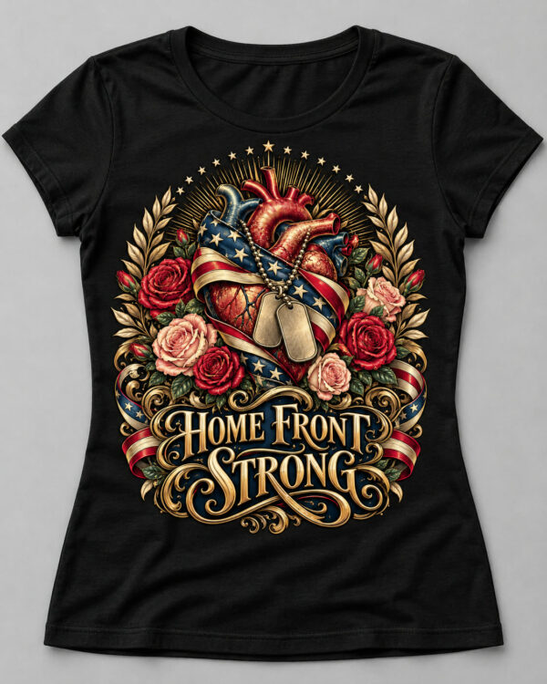 Home Front Strong Heart & Dog Tags Tee, Black
