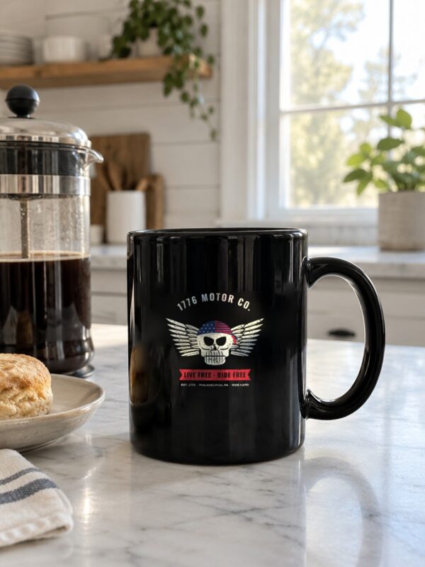 1776 Motor Co. Winged Skull Black Mug