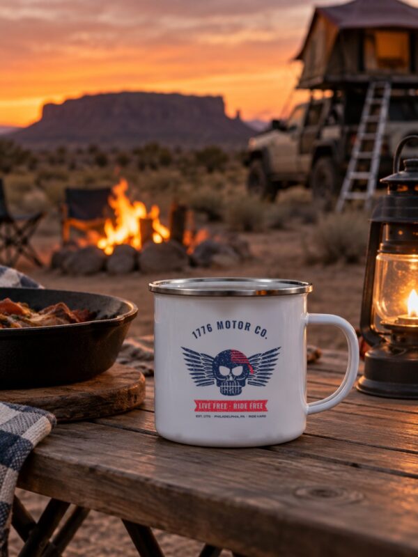 1776 Motor Co. Winged Skull Enamel Camp Mug