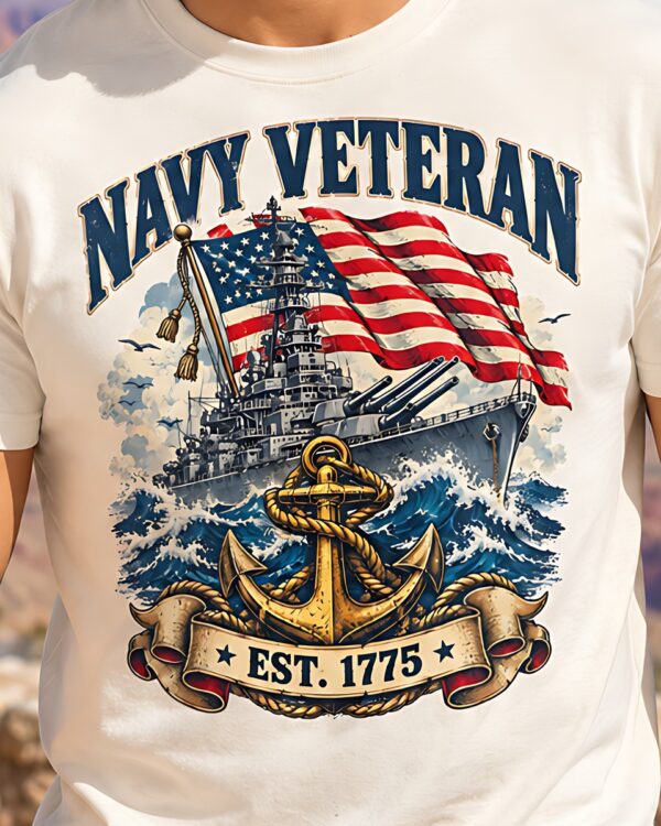 Navy Veteran Battleship & Anchor Tee