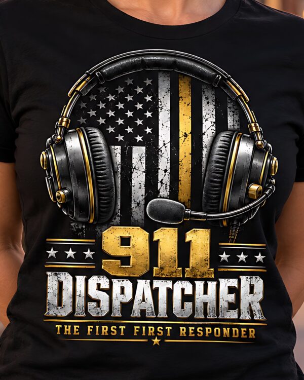 911 Dispatcher Thin Gold Line Tee