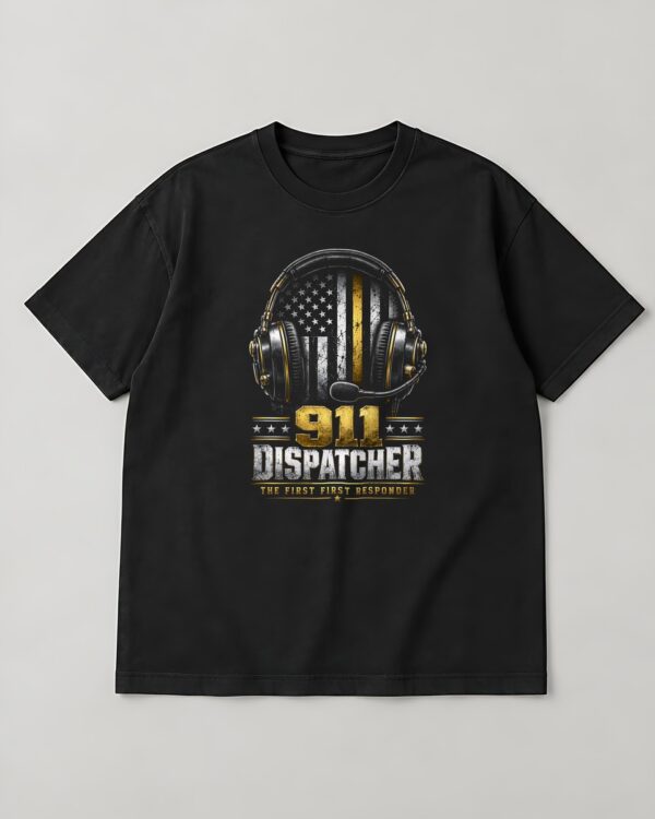 911 Dispatcher Thin Gold Line Tee