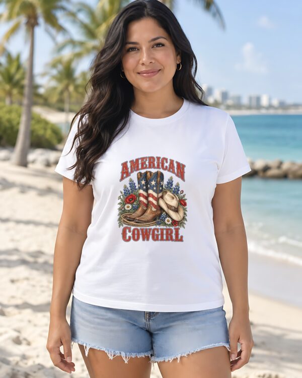 American Cowgirl Flag Boots Women's Fitted Tee