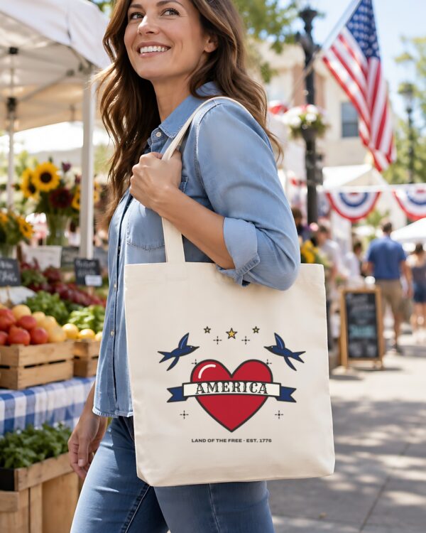 American Traditional Tattoo Heart Tote Bag