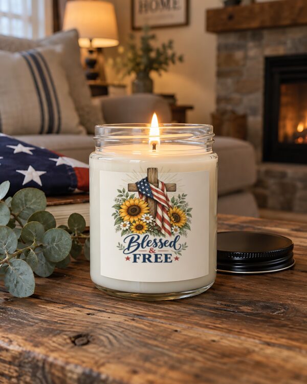 Blessed & Free Sunflower Cross Soy Candle