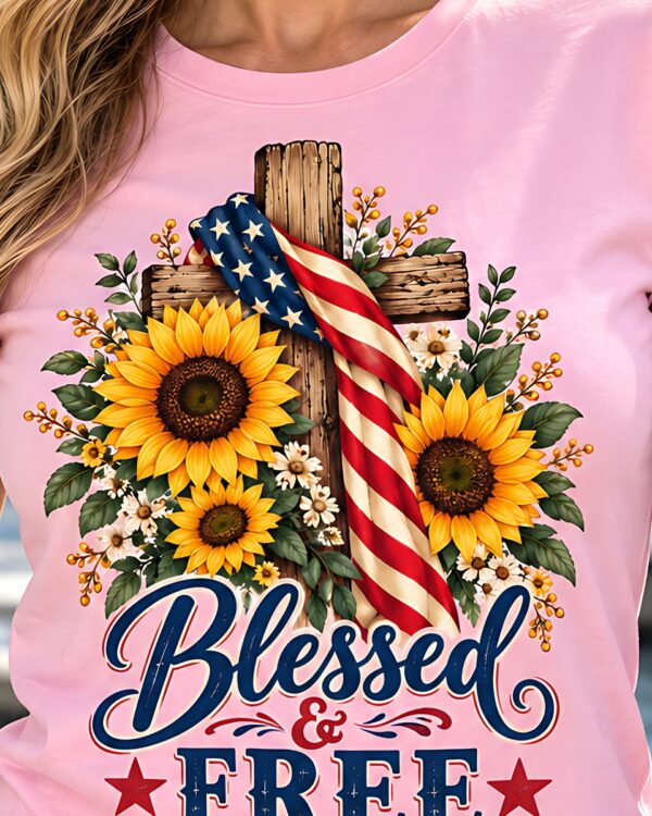 Blessed & Free Sunflower Cross Tee