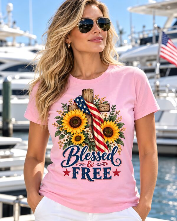 Blessed & Free Sunflower Cross Tee