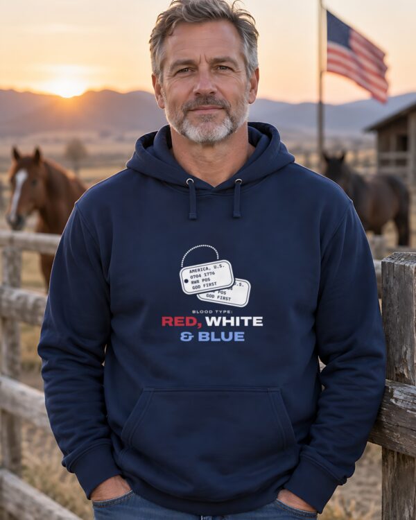 Blood Type Red White & Blue Dog Tag Hoodie