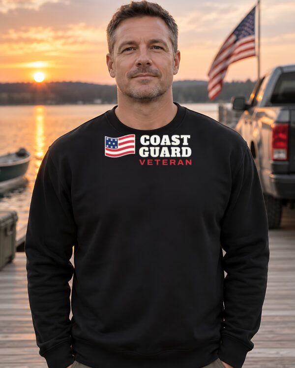 Coast Guard Veteran Flag Crewneck Sweatshirt