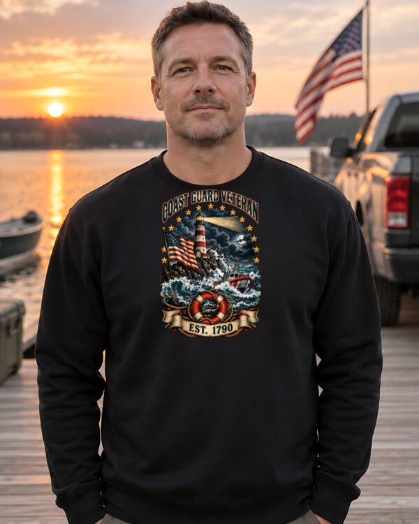 Coast Guard Veteran Lighthouse Crewneck Sweatshirt