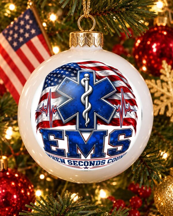 EMS When Seconds Count Globe Christmas Ornament