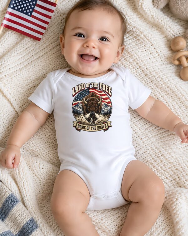 Land of the Free Bison Baby Bodysuit